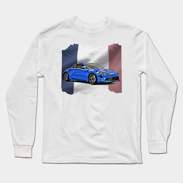 Renault Alpine A110 France Print Long Sleeve T-Shirt by Auto-Prints